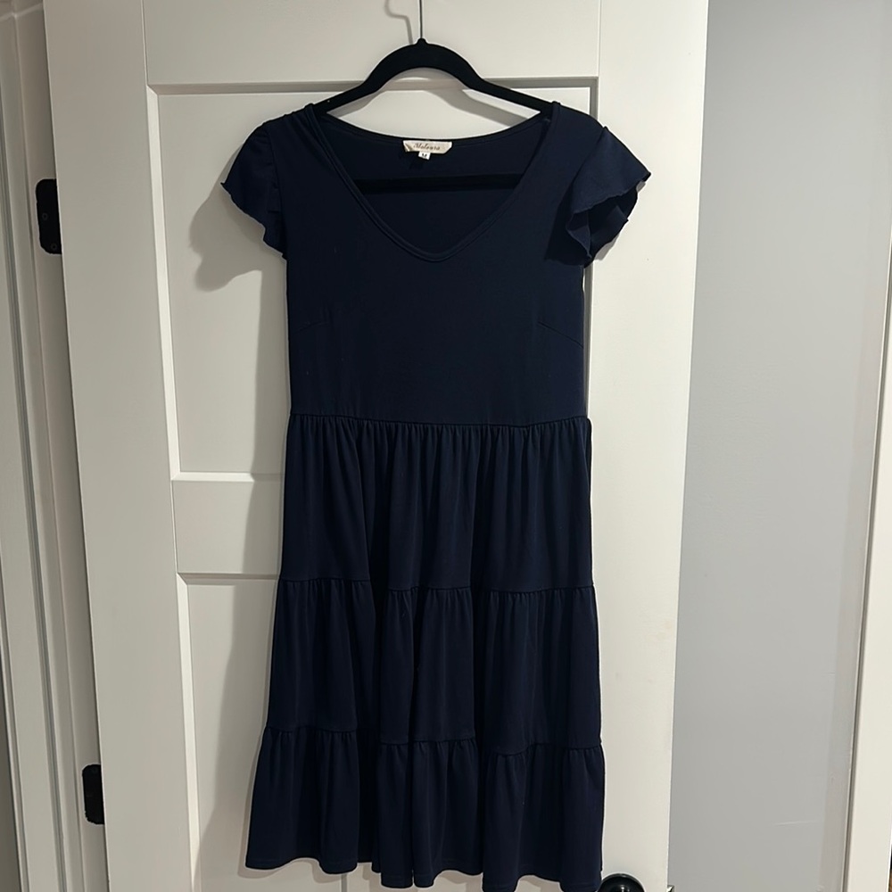 Navy Blue Tiered Dress